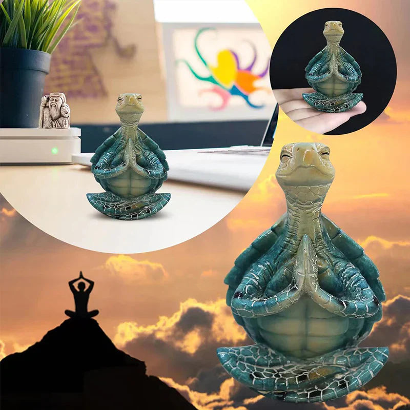 TranquilTurtle – Dekorativ skildpaddefigur i bedende stilling med detaljeret skaldesign