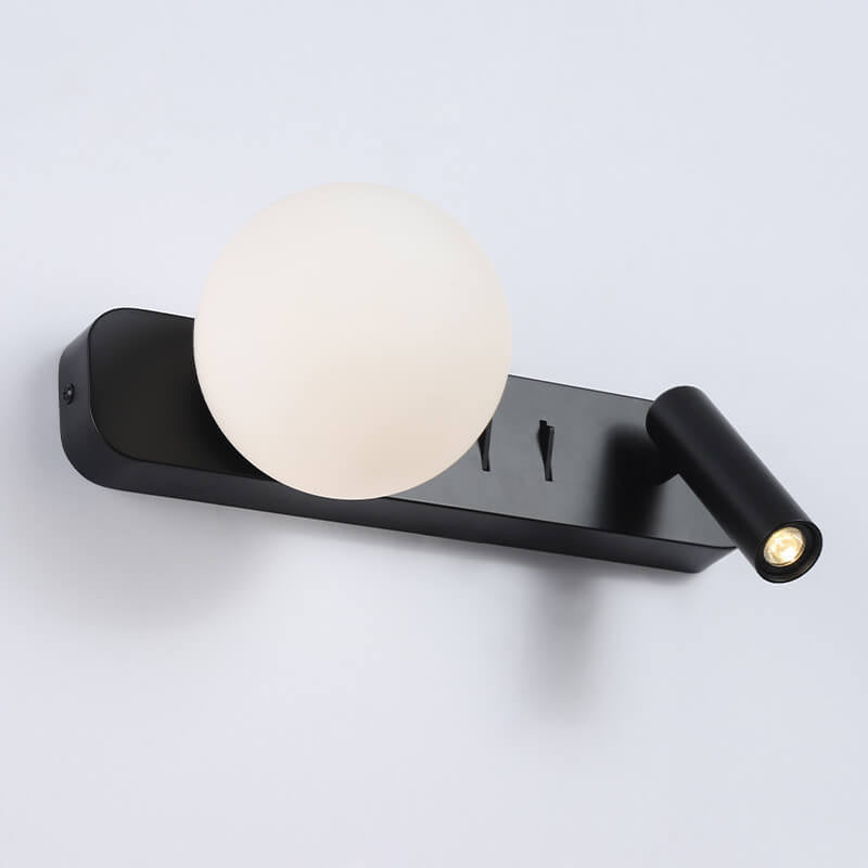 SphereGlow – Moderne glas væglampe med LED-spotlight