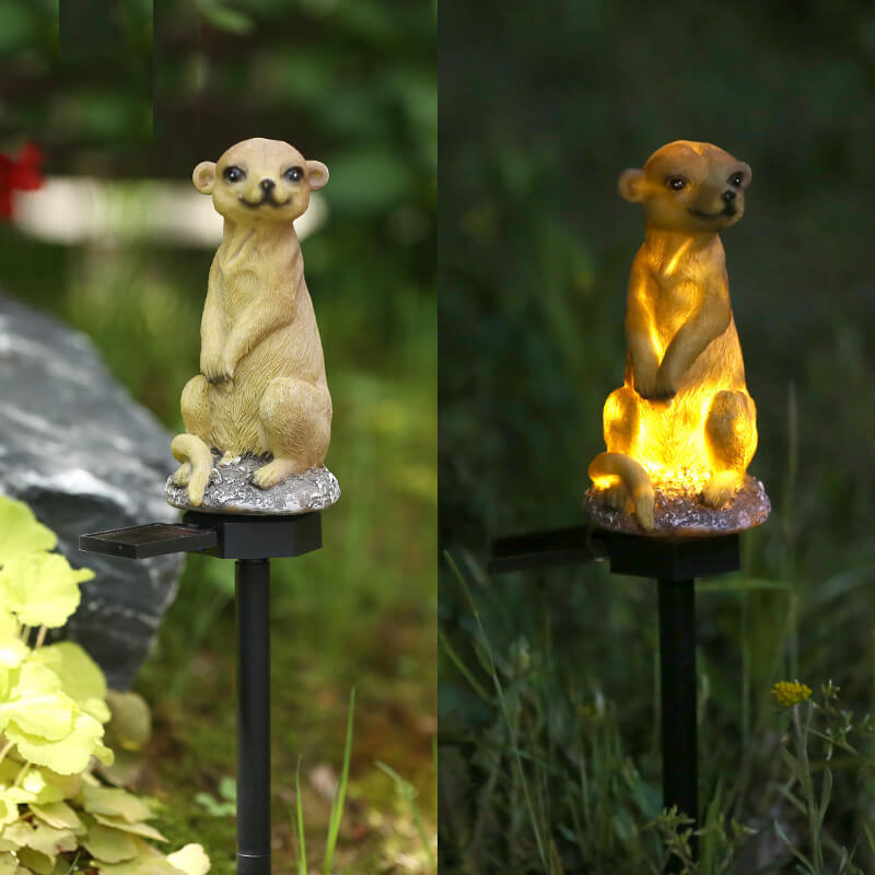 GlowGuard – Meerkat-formet havelys med blød gylden glød