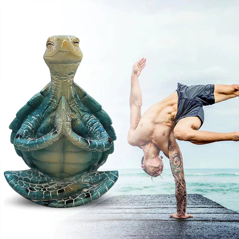 TranquilTurtle – Dekorativ skildpaddefigur i bedende stilling med detaljeret skaldesign