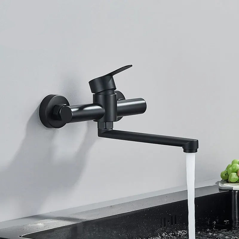 FlexiTap – Vægmonteret 360° drejeligt vandhane med dobbelte greb til styring af varmt og koldt vand