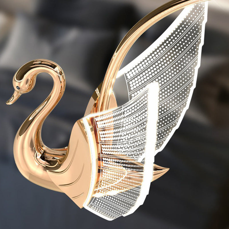 SwanGlow – Moderne kreativ metal- og akryl pendellampe med svaneform