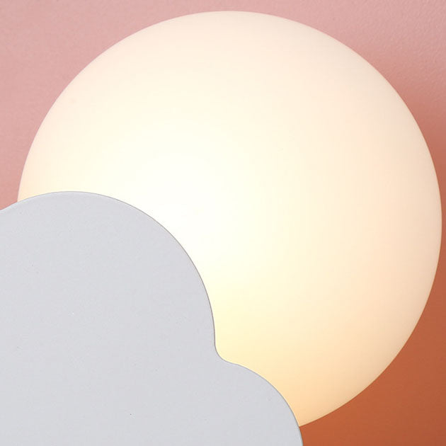 Nordische Macaron-Wolken-Wandleuchte aus Glas und Holz mit 1 Licht