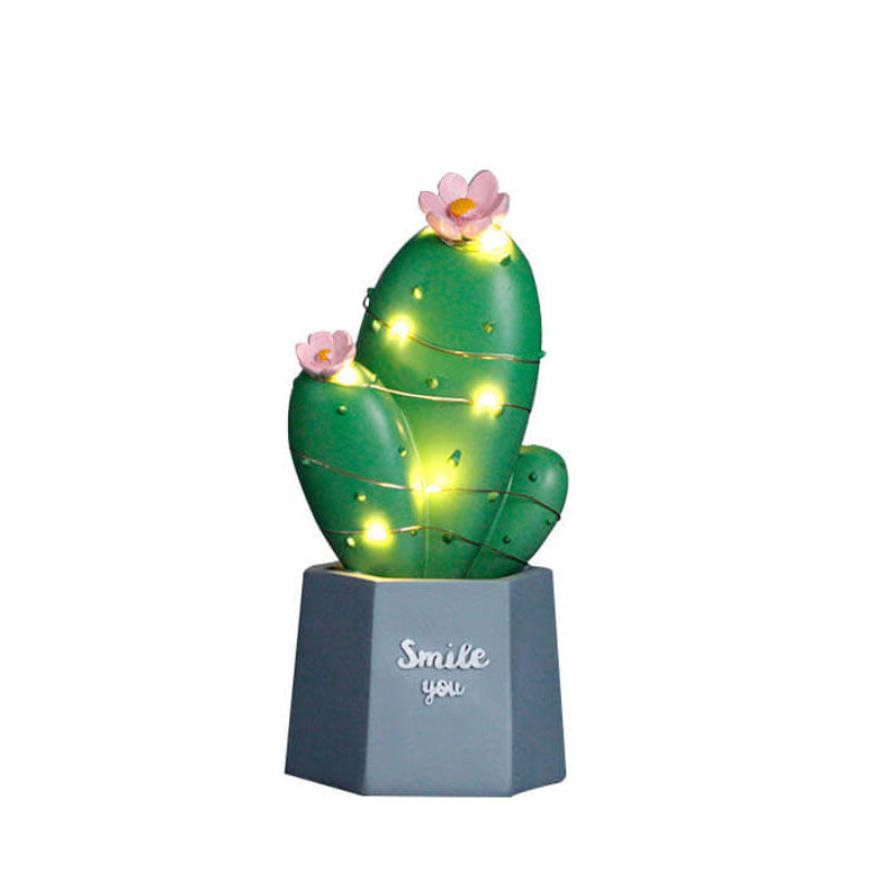 GlowCactus – LED-natbordslampe i kaktusform af harpiks