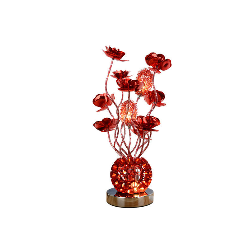 RoseLiora – Rød rose LED-bordlampe med buet steldesign