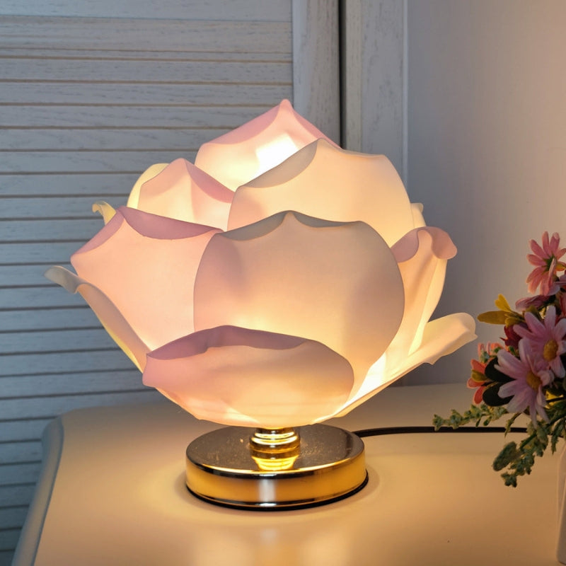 LotusGlow – Blomstrende Lotusformet LED Bordlampe med Lagdelte Blade