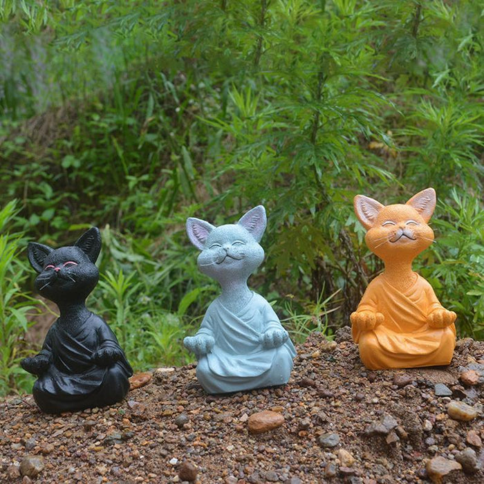 SerenePaws - Håndlavet Buddha Cat Statue til inspireret interiør