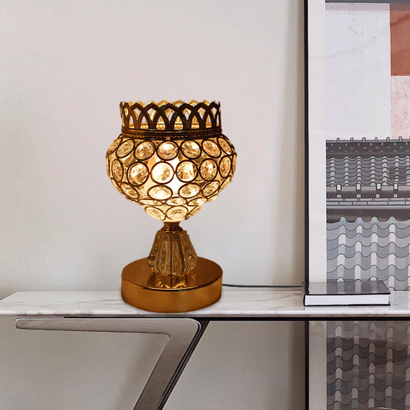 CrystalRay - Elegant guld skrivebordslampe med krystaldetaljer