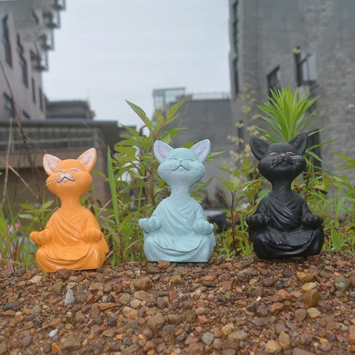 SerenePaws - Håndlavet Buddha Cat Statue til inspireret interiør