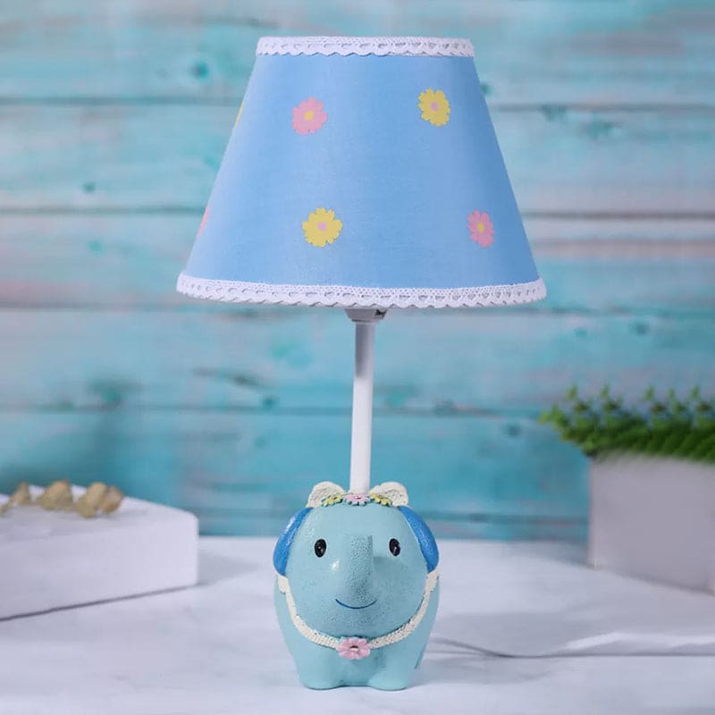 DecoWild – Elefantinspireret bordlampe med kunstnerisk blomsterskærm