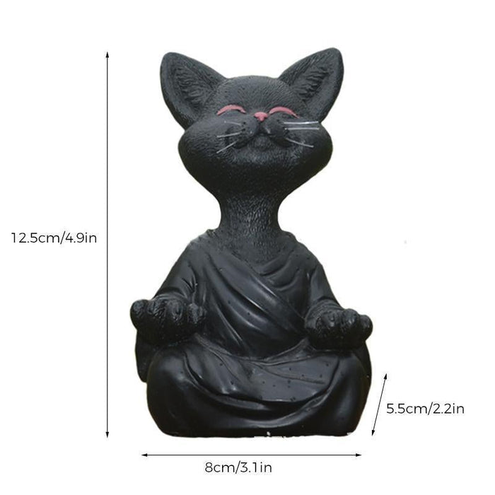 SerenePaws - Håndlavet Buddha Cat Statue til inspireret interiør