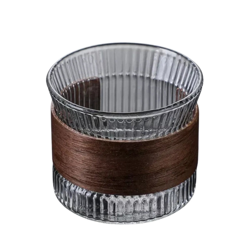 WoodFlow – Håndlavet Tumbler-Glas Sæt med Trædetalje og 130 ml Kapacitet