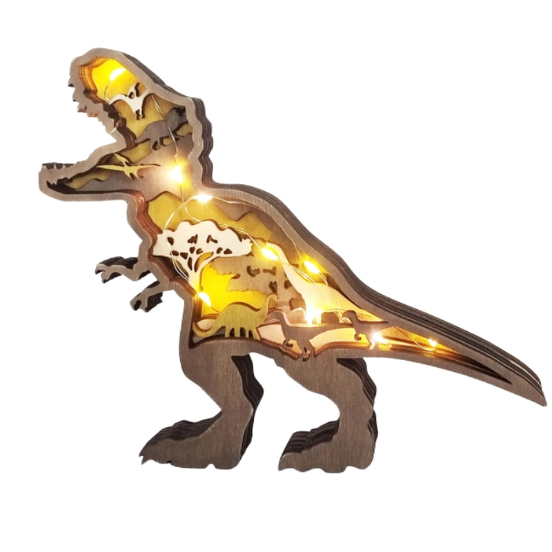 JurassicFun - 3D Træ-Dinosaur Natlampe med Touchkontrol LED