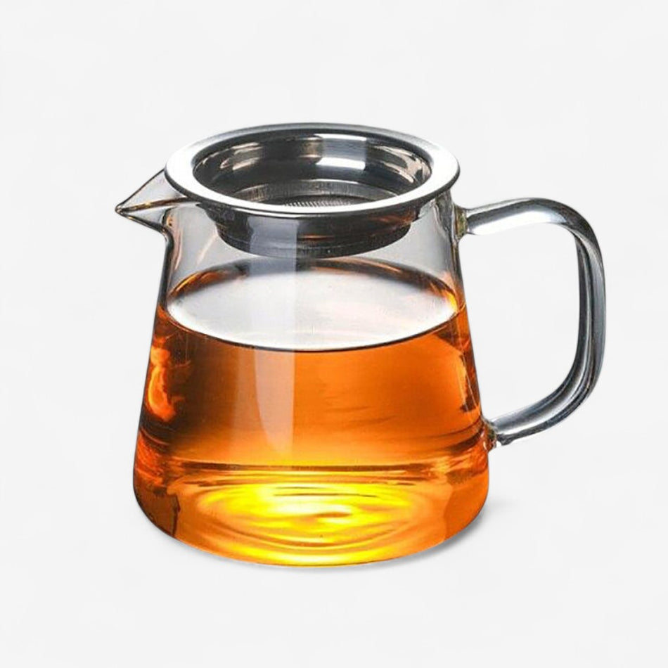 TeaGlow – Glas Tekande med Håndtag og Si Låg