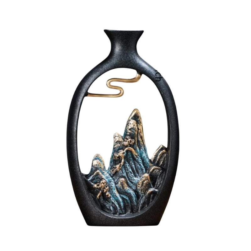 ZenPeak – Østlig bjerglandskabsresin-vase – dekorativ detalje til hjemmet