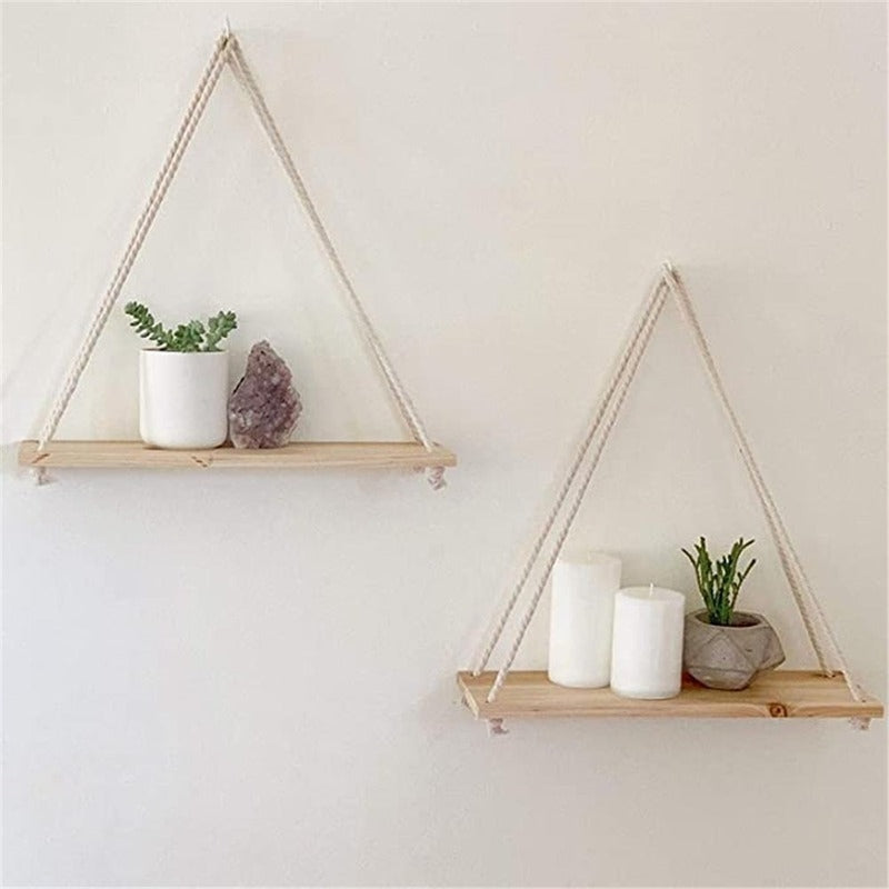 SwingShelf – Hængende Træhylde med Minimalistisk Rebdesign