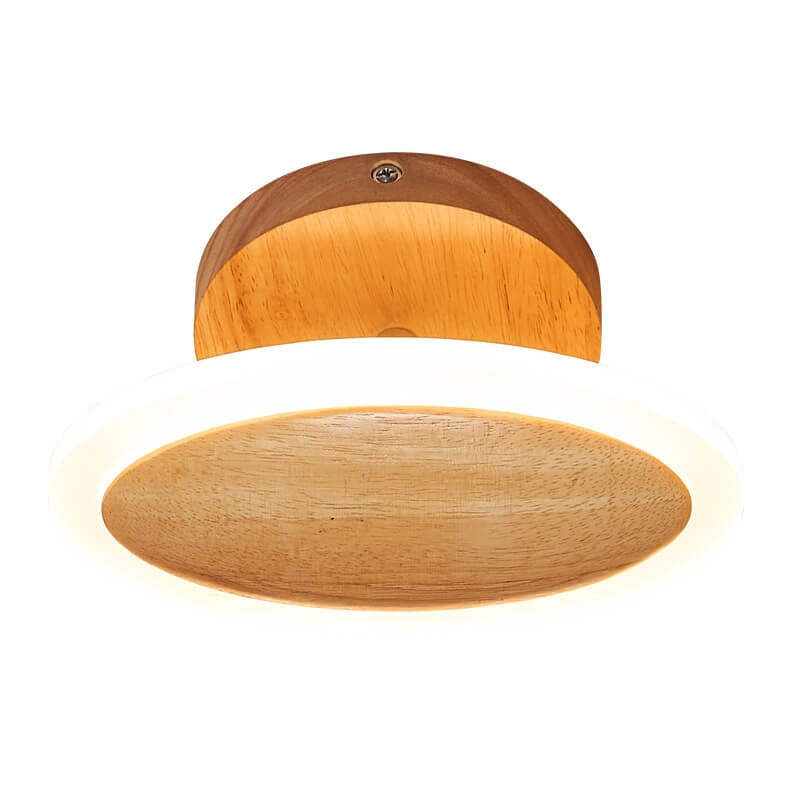 LumaWood – Cirkulær LED Loftlampe med Trædetalje