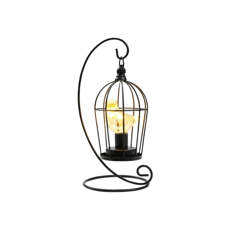 LumeCage – Fuglebur Bordlampe med Batteridrevet Design