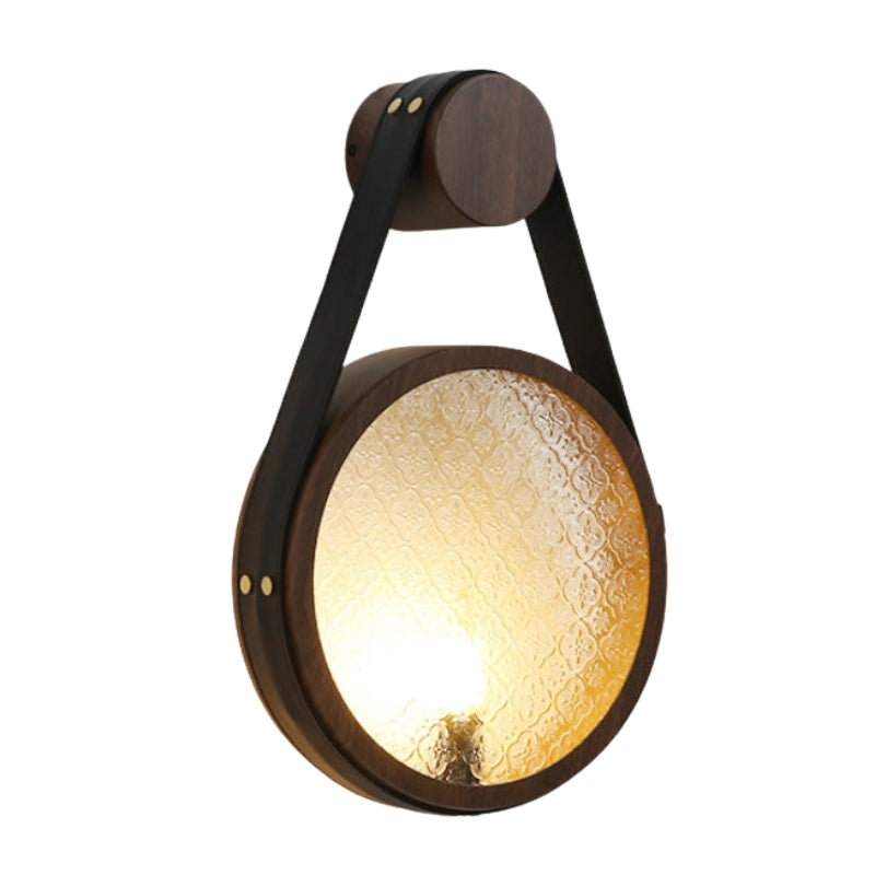 LumiStrap – Cirkulær Væglampe med Tekstureret Glas og Remdesign