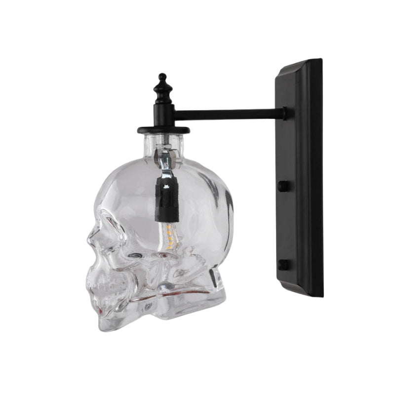 SkulLight – Industriel Væglampe med Kranieformet Glasskærm