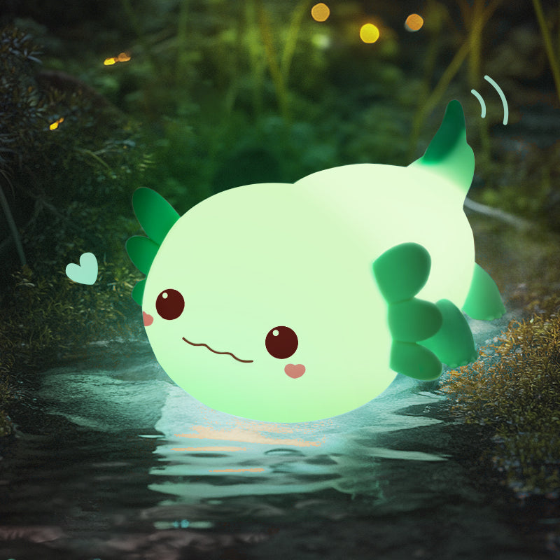 AxolotlGlow – Axolotl-formet LED-natlys med funklende glød for en afslappende stemning