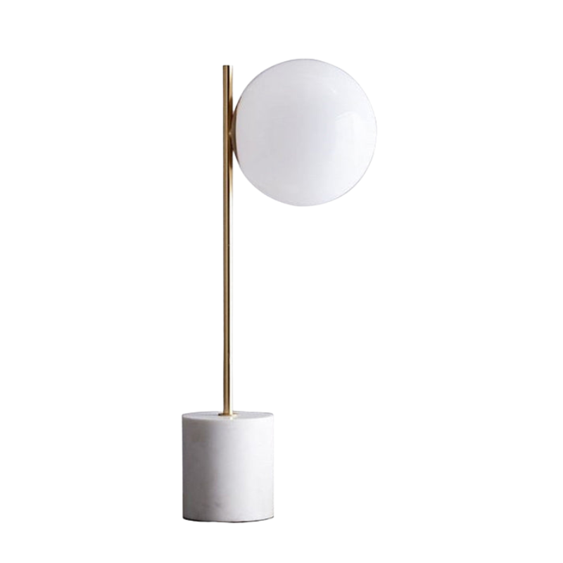 MarvellaGlow – Kugleformet bordlampe med glasskærm og marmorfod