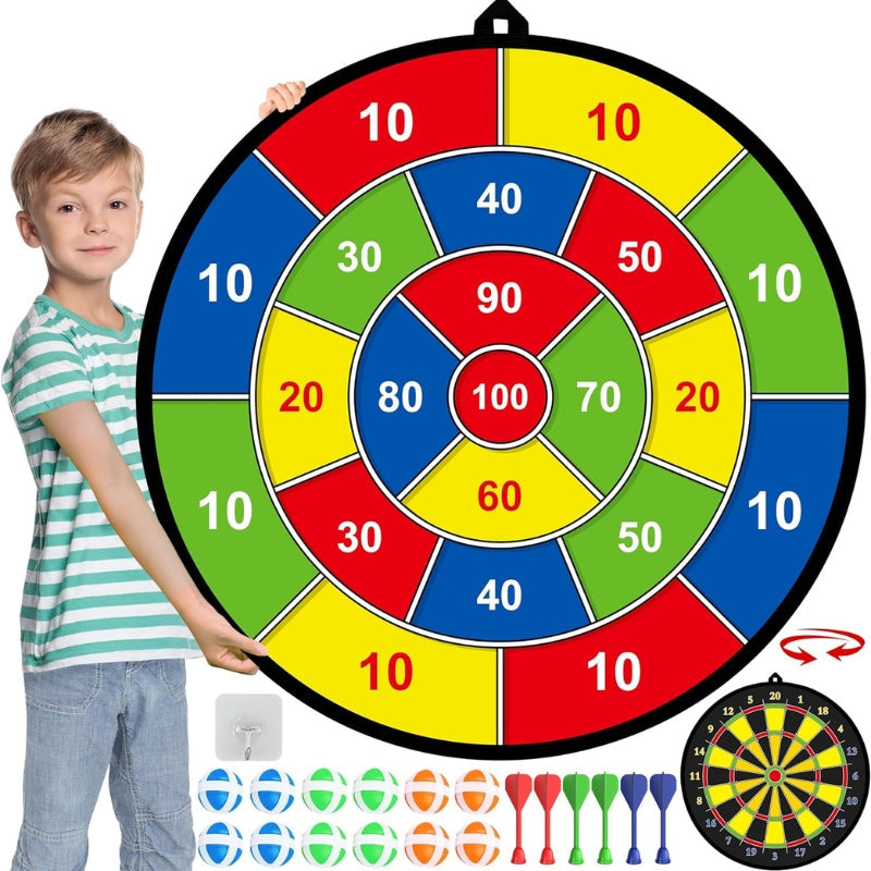 SkillDarts - Stor dobbeltsidet dartskive til børn med klæbrige bolde og målspil