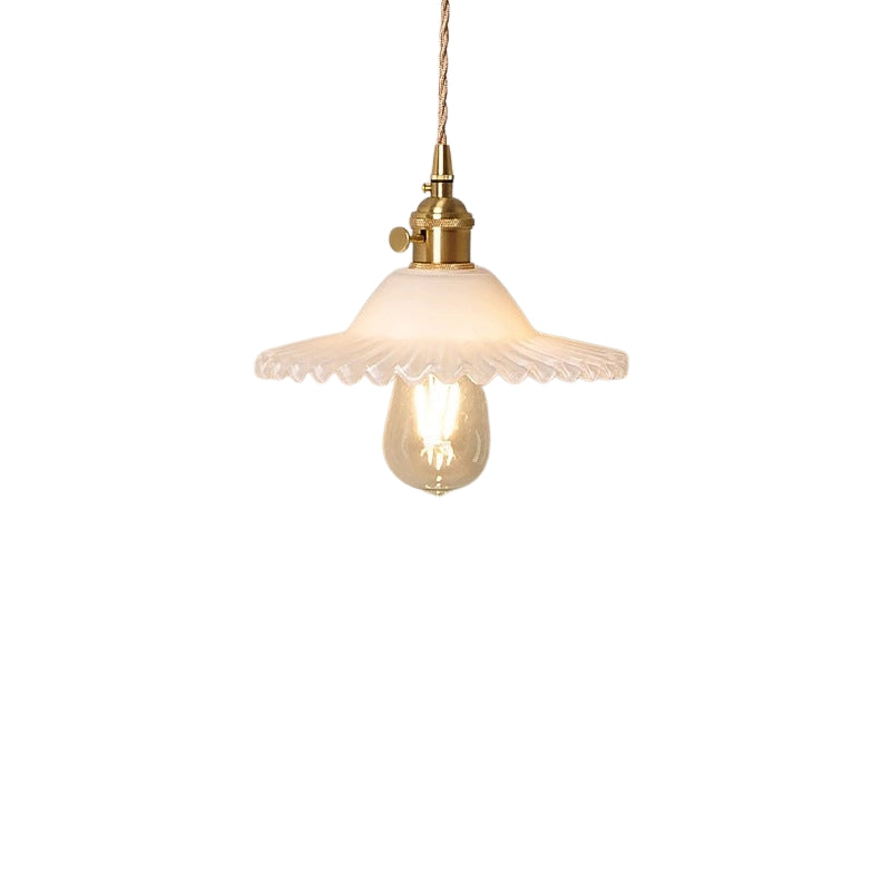 LumiLeaf – Skandinavisk pendel med lotusblad og cylindrisk glas