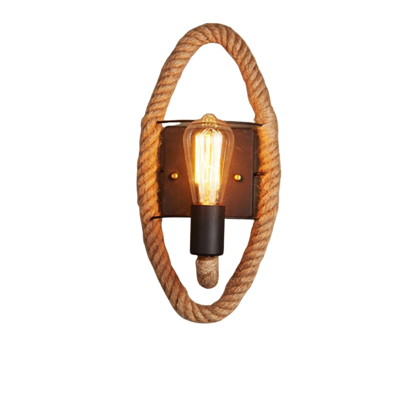 RopeLume – Vintage Hampreb Væglampe med Glasskærm