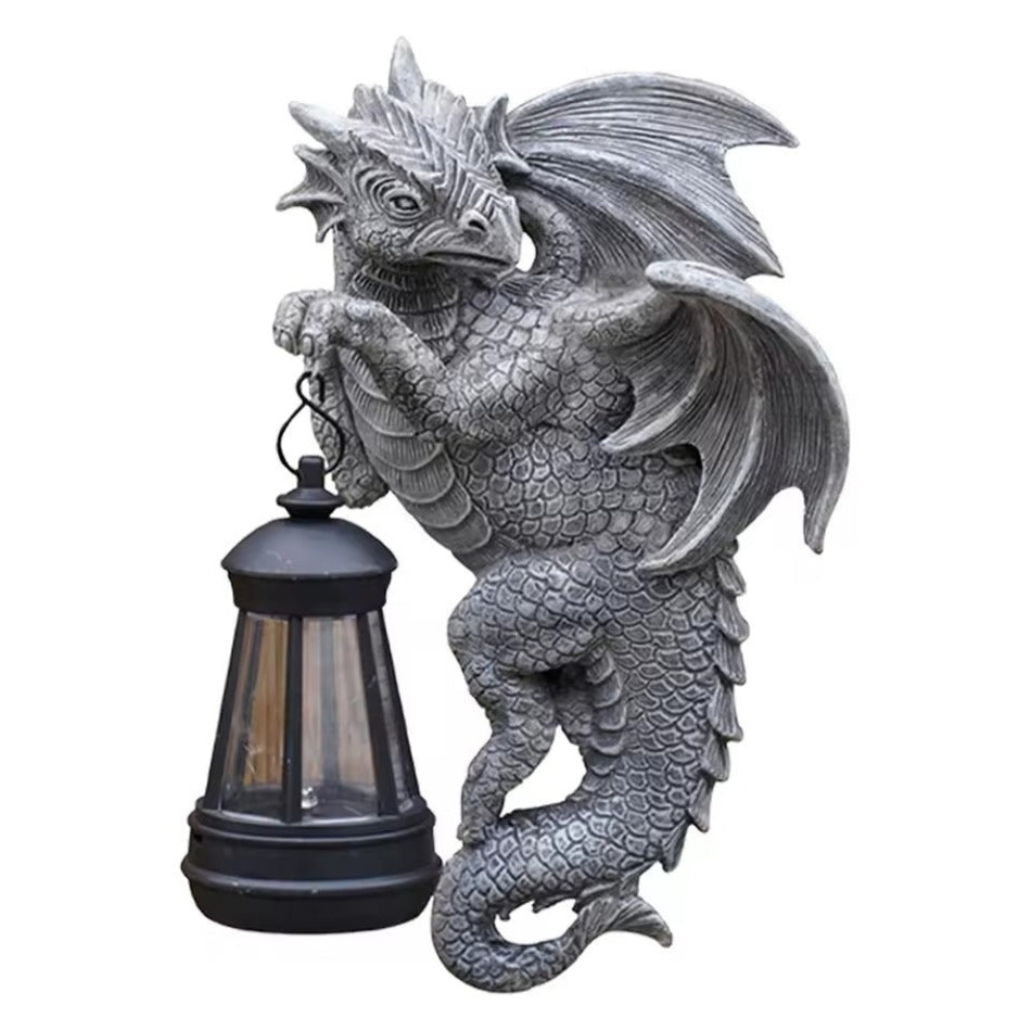 DracoGlow - Vægmonteret dragelanterne med varmt LED-lys til udendørs dekoration og stemningsfuld charme