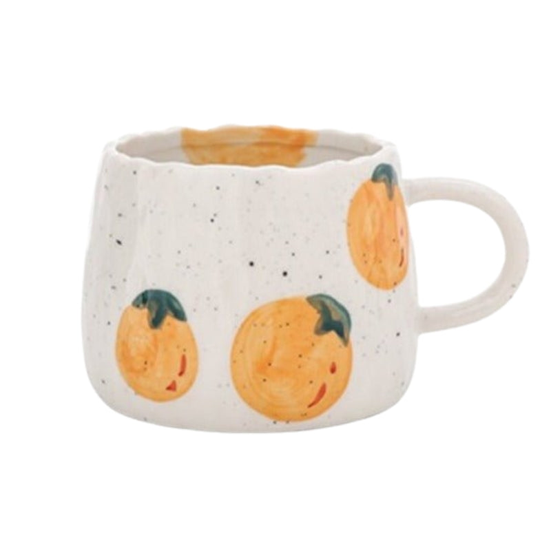 ArtSip – Keramisk Kaffekrus med Frugtillustration og Håndlavet Udtryk