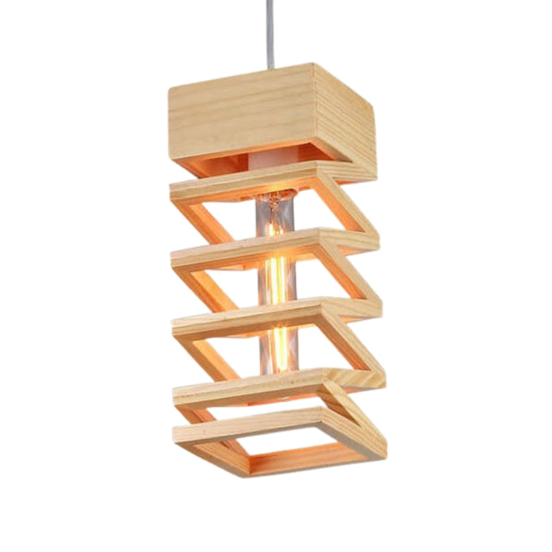 GeoWood – Moderne Geometrisk Pendellampe med Trædesign