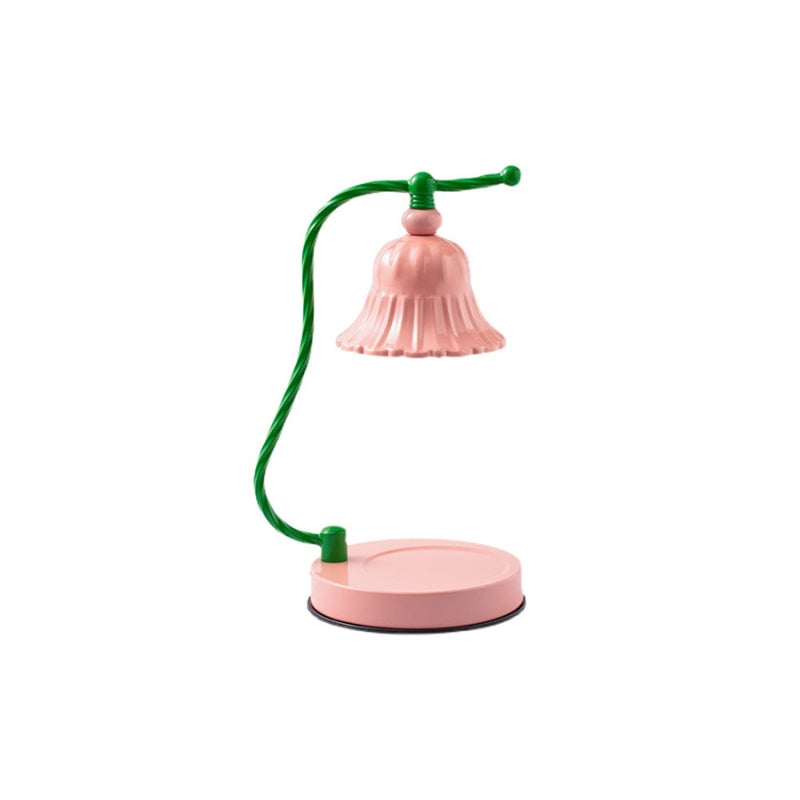 FloraGlow – Blomsterinspireret glasbordlampe med klokkeformet skærm