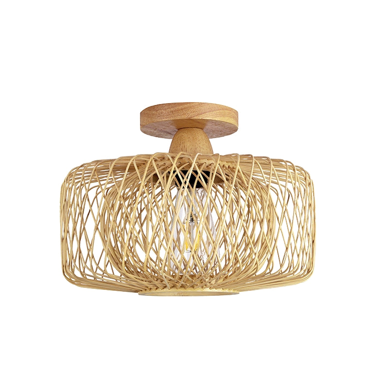 RattiLume – Traditionel kinesisk loftslampe i træ og rattan med klassisk design