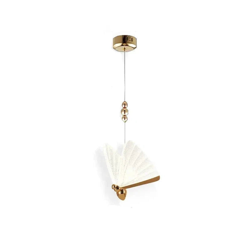 LumiWing – Sommerfugl Vedhængslampe med Gyldent Vinge LED Lysekrone