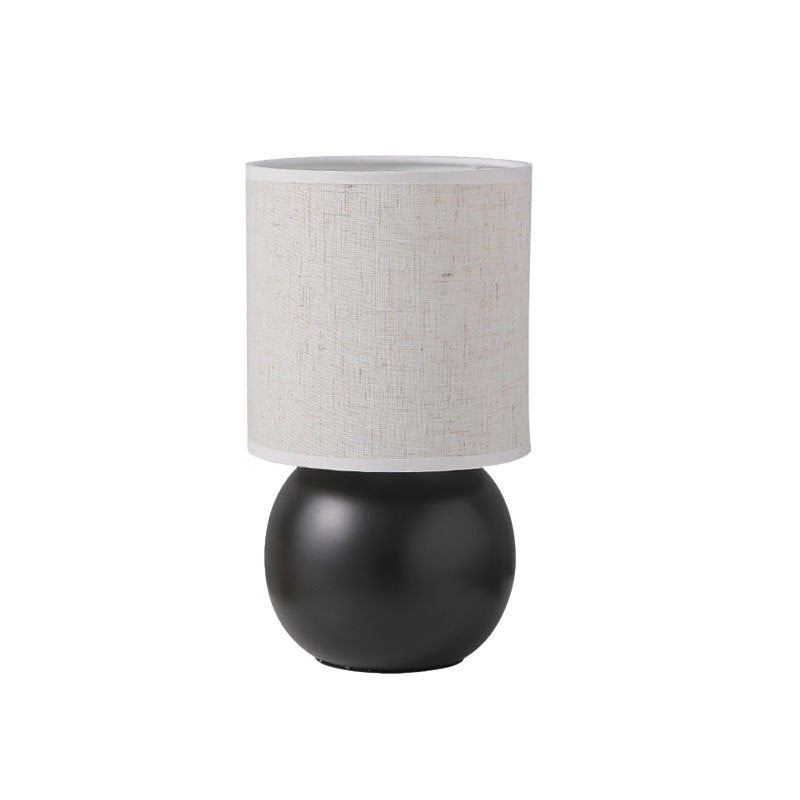 OrbLume – Vintage Keramisk Rund Bordlampe med Stofskærm