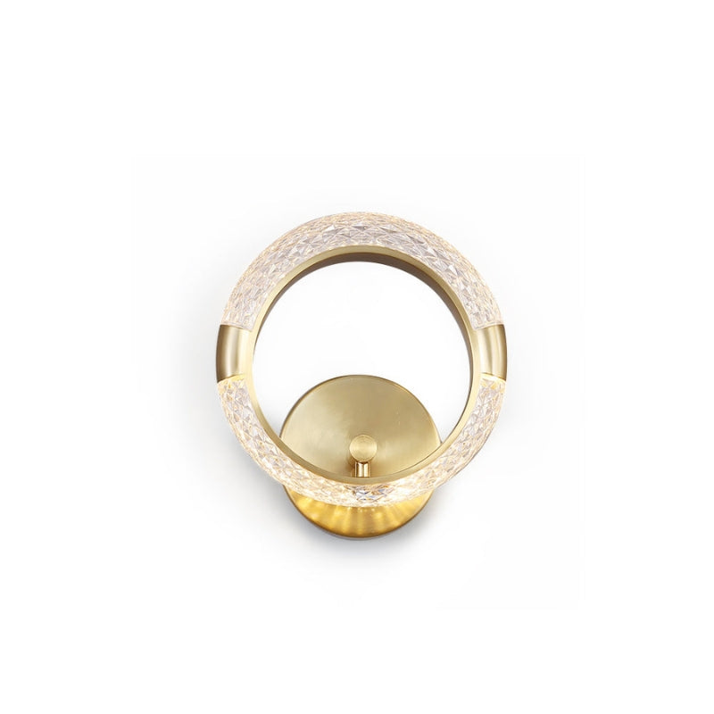 CrystalAura – Rund LED-væglampe med guldfinish