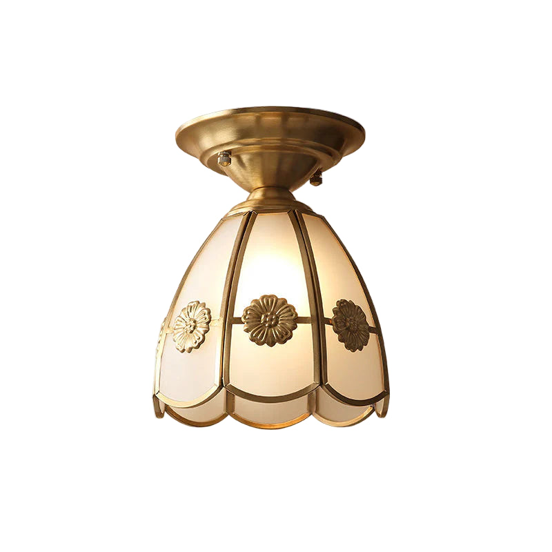 GoldenAura – Kolonial Semi-Flush Loftlampe med Udsmykkede Detaljer