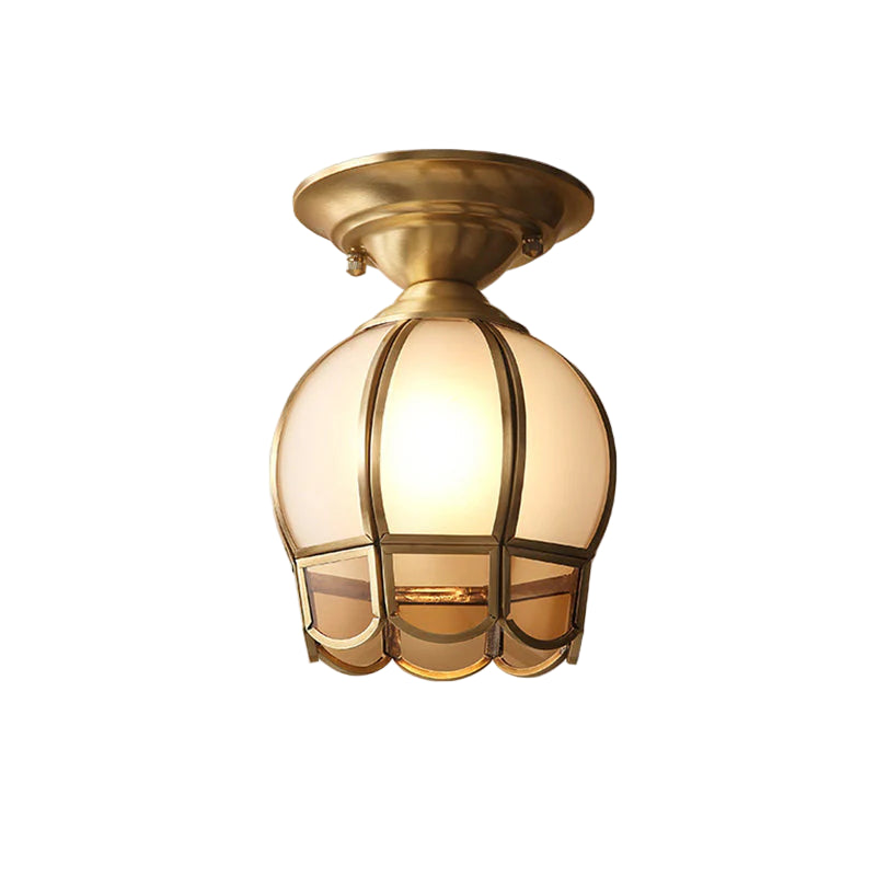 GoldenAura – Kolonial Semi-Flush Loftlampe med Udsmykkede Detaljer
