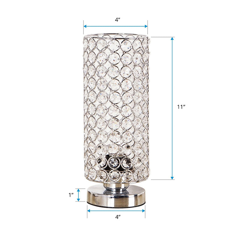 LustraGlow - Slank krystalbordlampe med forkromet finish og blød, varm glød