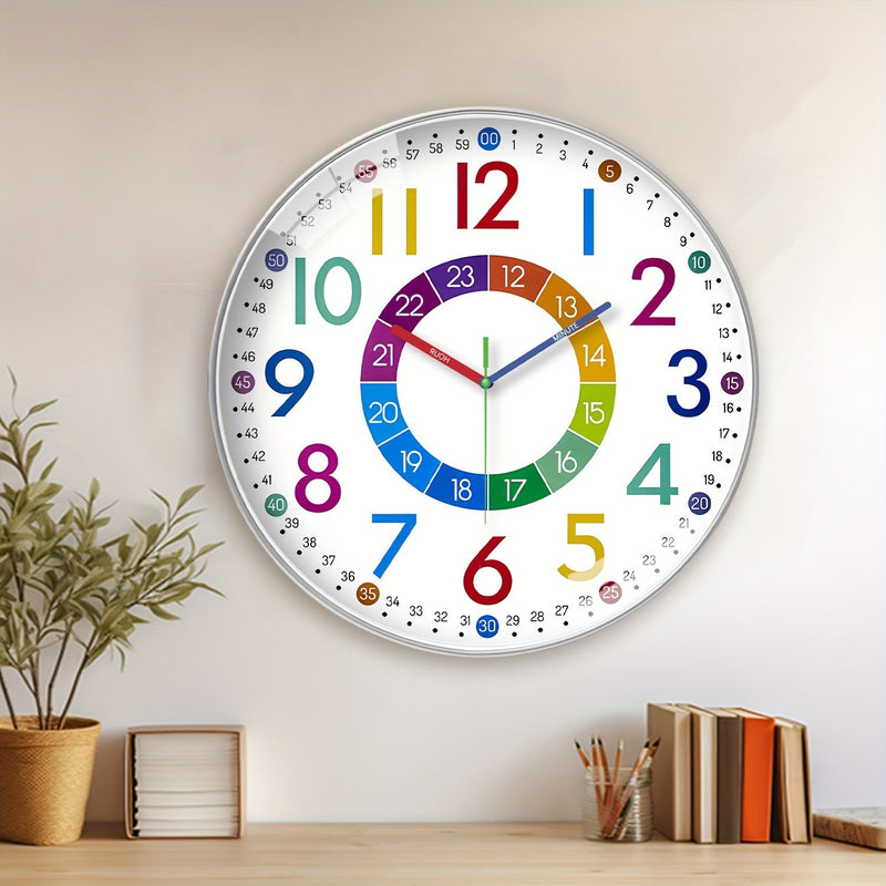 VibrantClock – Farverigt vægur til børn med lydløs gang og sjov tidslæring