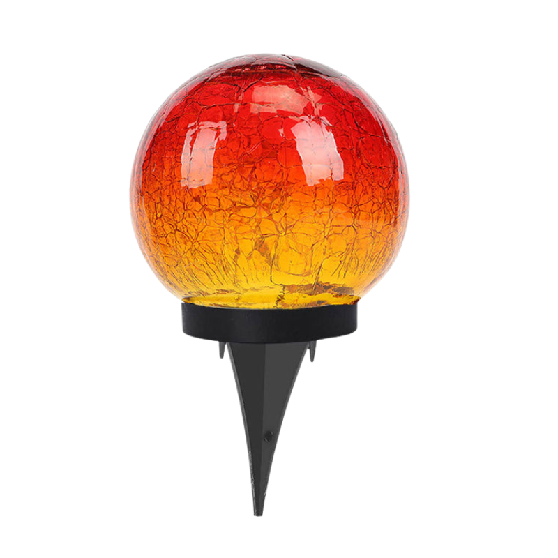SolarGlow – Kugleformet glas-LED solcellelampe til udendørs have