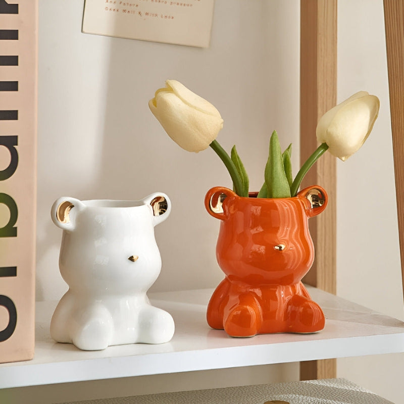 HoldEase – Dekorativ Vase med Bjørne-Design