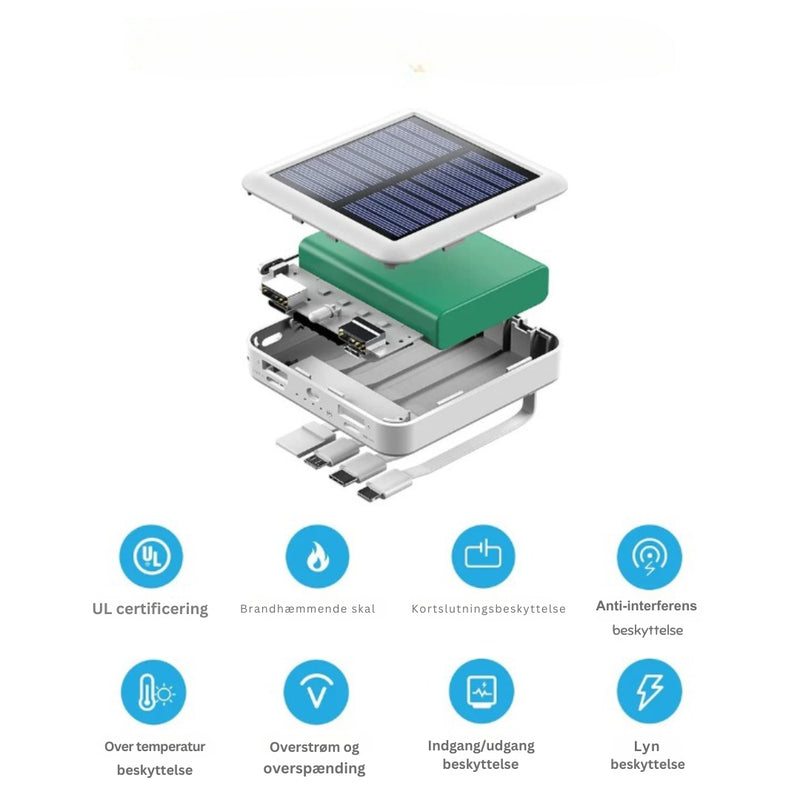 SolarCharge - Letvægts Solenergibank til Udendørs Eventyr