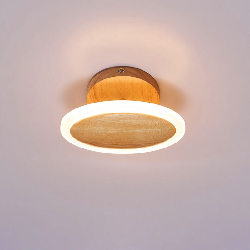 LumaWood – Cirkulær LED Loftlampe med Trædetalje
