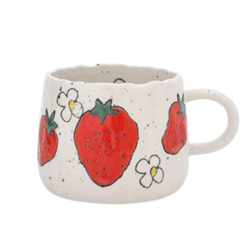 ArtSip – Keramisk Kaffekrus med Frugtillustration og Håndlavet Udtryk