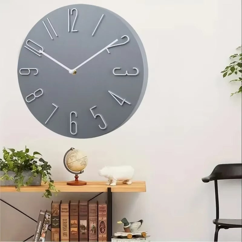 TimeMate – Rund Vægur med Digitalt Display og Batteridrift
