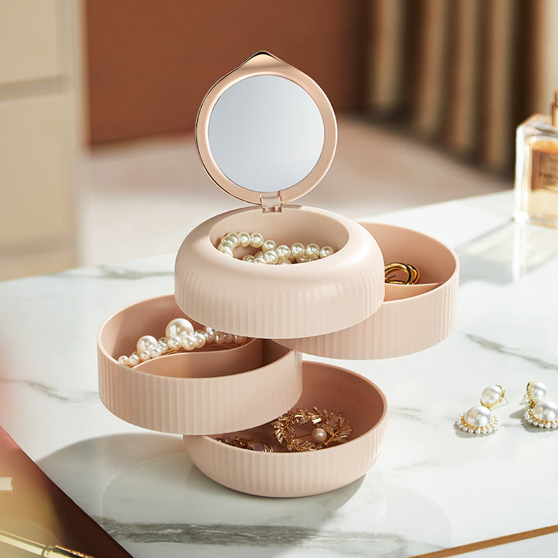 StackGlam – Stabelbar smykkebeholder med flere lag med kompakt spejl og elegant design