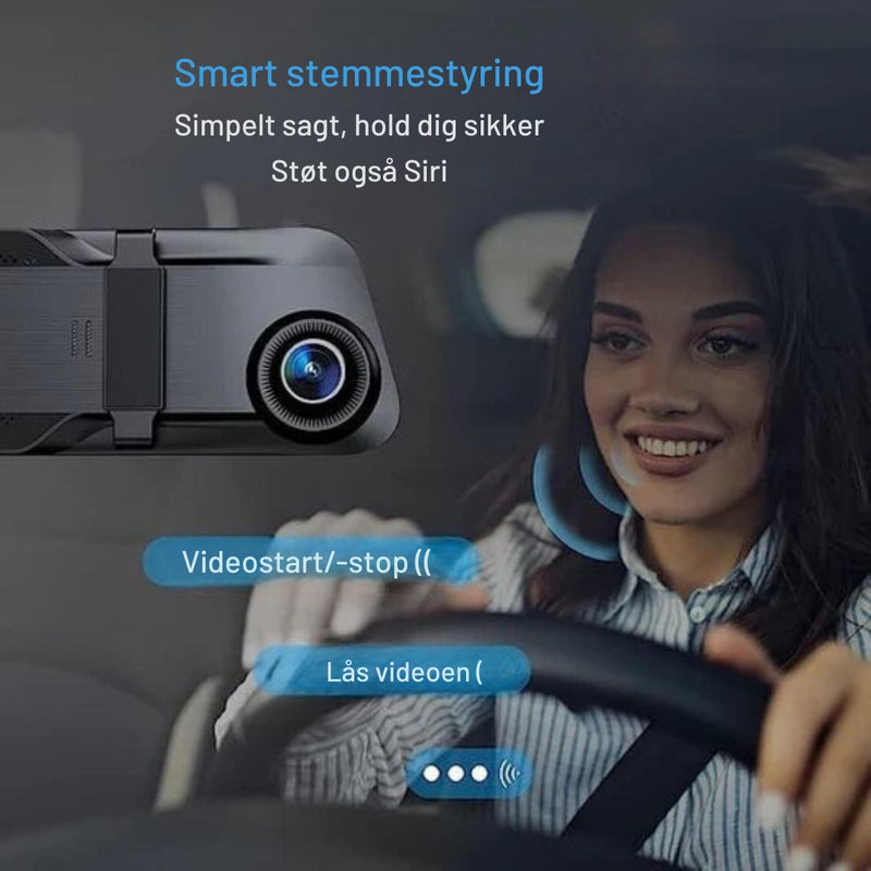 VisionRide – Smart spejlkamera med 4K-opløsning, bilspil, Android Auto og sikkerhedsadvarsler