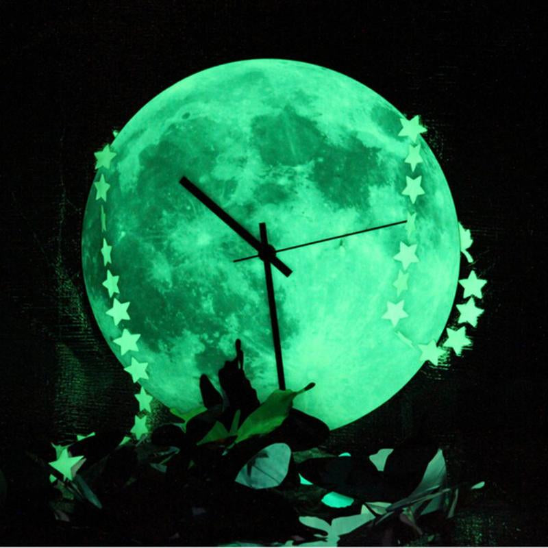 MoonGlow – Glow Dark Moon-inspireret vægur med nattebelysning